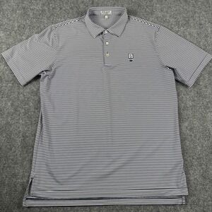Peter Millar Polo Shirt Mens Large Blue White Stripe Summer Comfort Golf PVCC